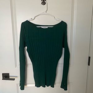 WHBM Emerald green ribbed long sleeve